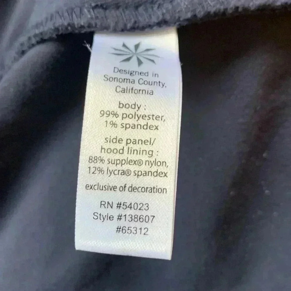 Athleta blue, zip  up, fitted, midweight jacket w holes for thumbs, pockets,hood - Picture 5 of 8